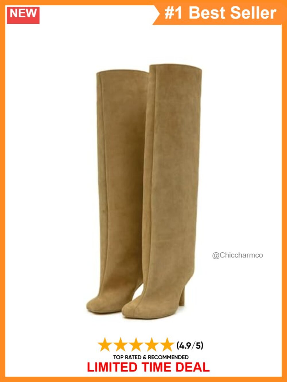 Faux Suede Wide Calf Knee High Stiletto Heel Boots